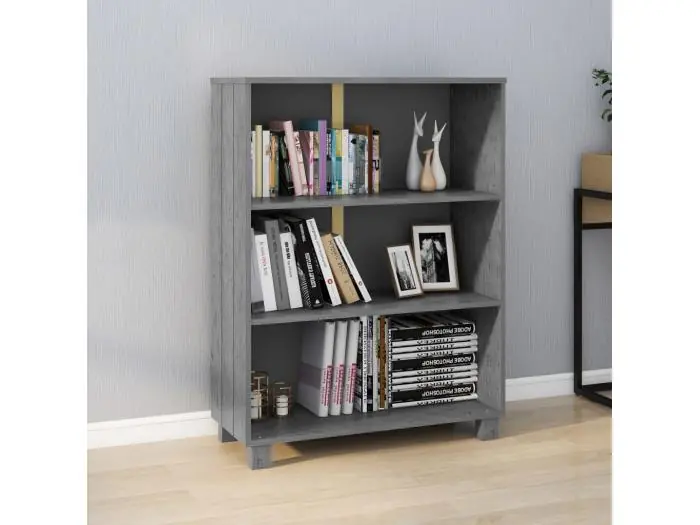 Biblioteca Estantería HAMAR madera maciza pino gris oscuro 85x35x112 cm ES42013