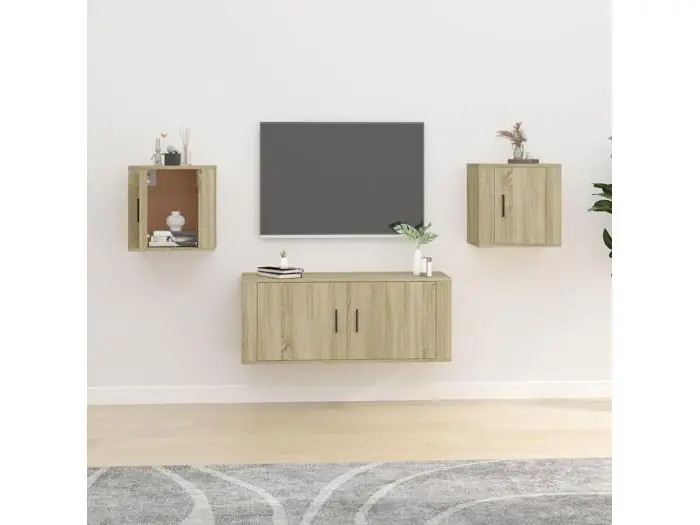 Muebles para TV de pared 2 uds roble Sonoma 40x34,5x40 cm