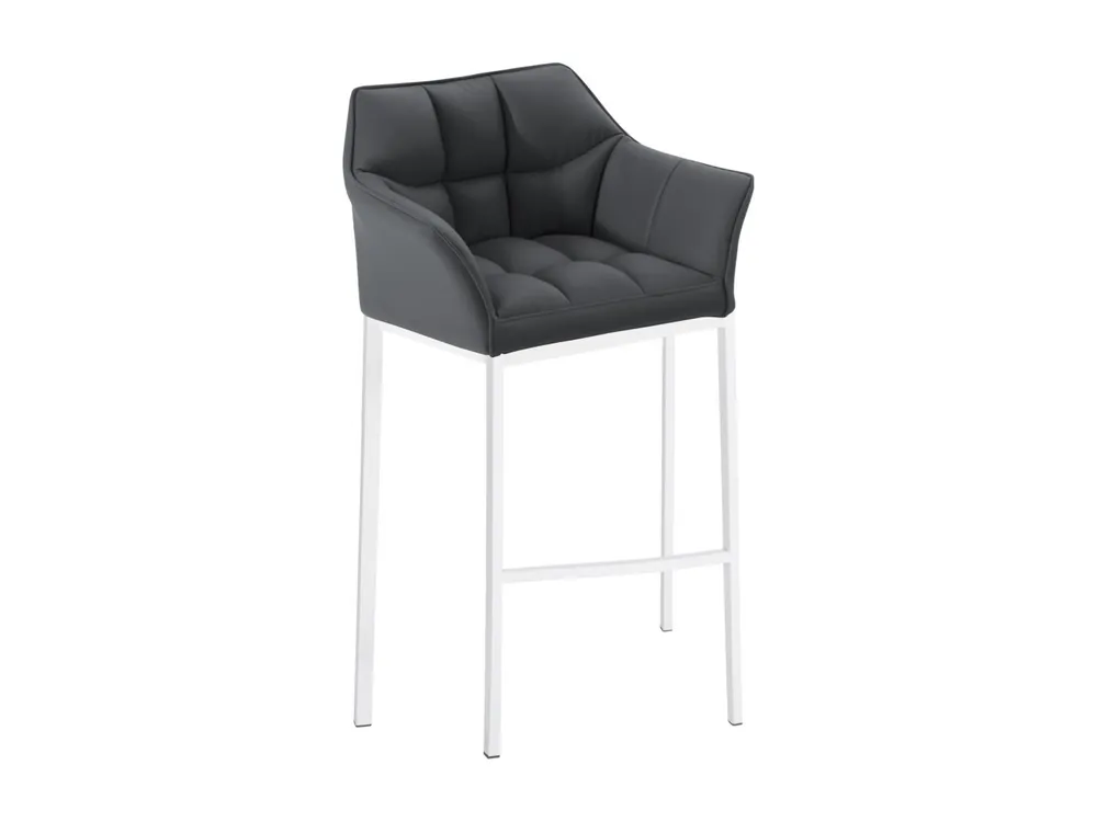 Taburete de bar - Simil cuero & blanco - Gris - Damaso