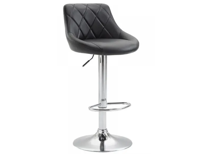 Taburete de bar - Simil cuero & cromo - Negro - Lazio