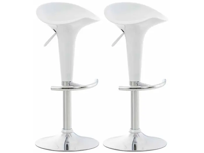Set De 2 Taburete de bar - Plástico & Metal cromado - Blanco - Saddle