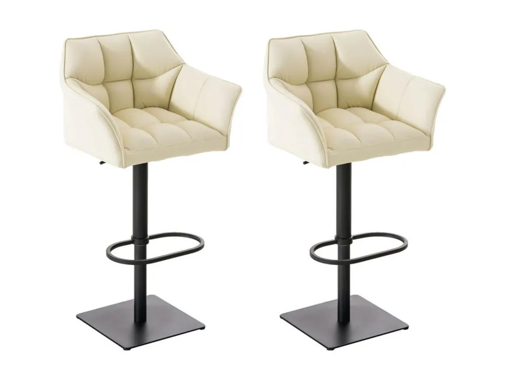 Set De 2 Taburete de bar - Simil cuero & negro - Crema - Damaso