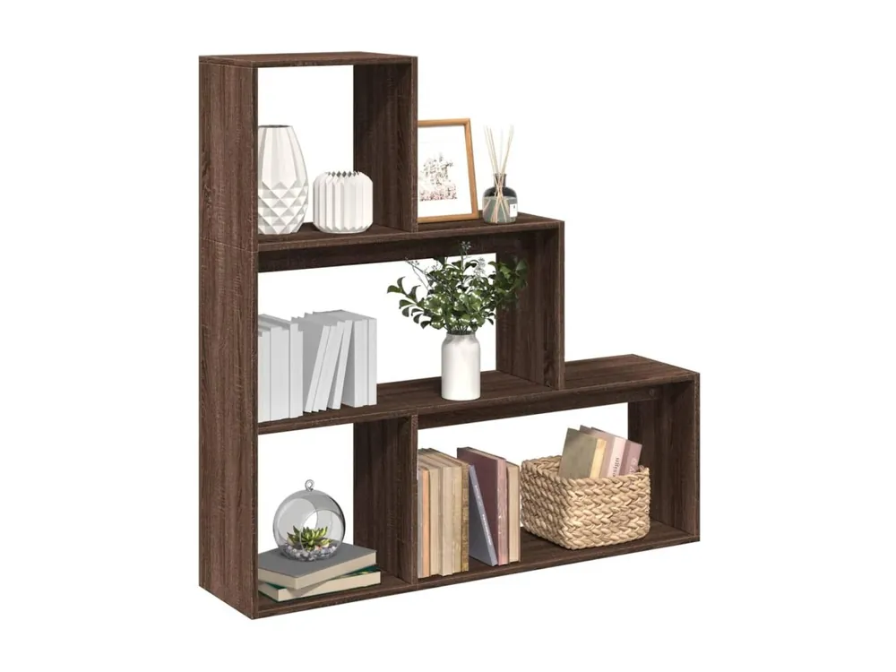 Librería divisora 3 niveles madera marrón roble 123x29x123 cm